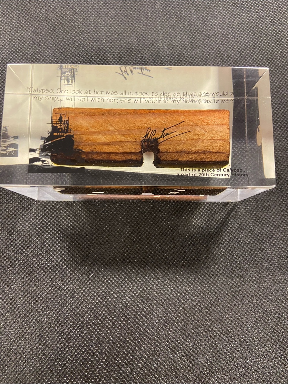 Rare Authentic Jacques Cousteau Calypso Ship Wooden Fragment V20 - Picture 2 of 6
